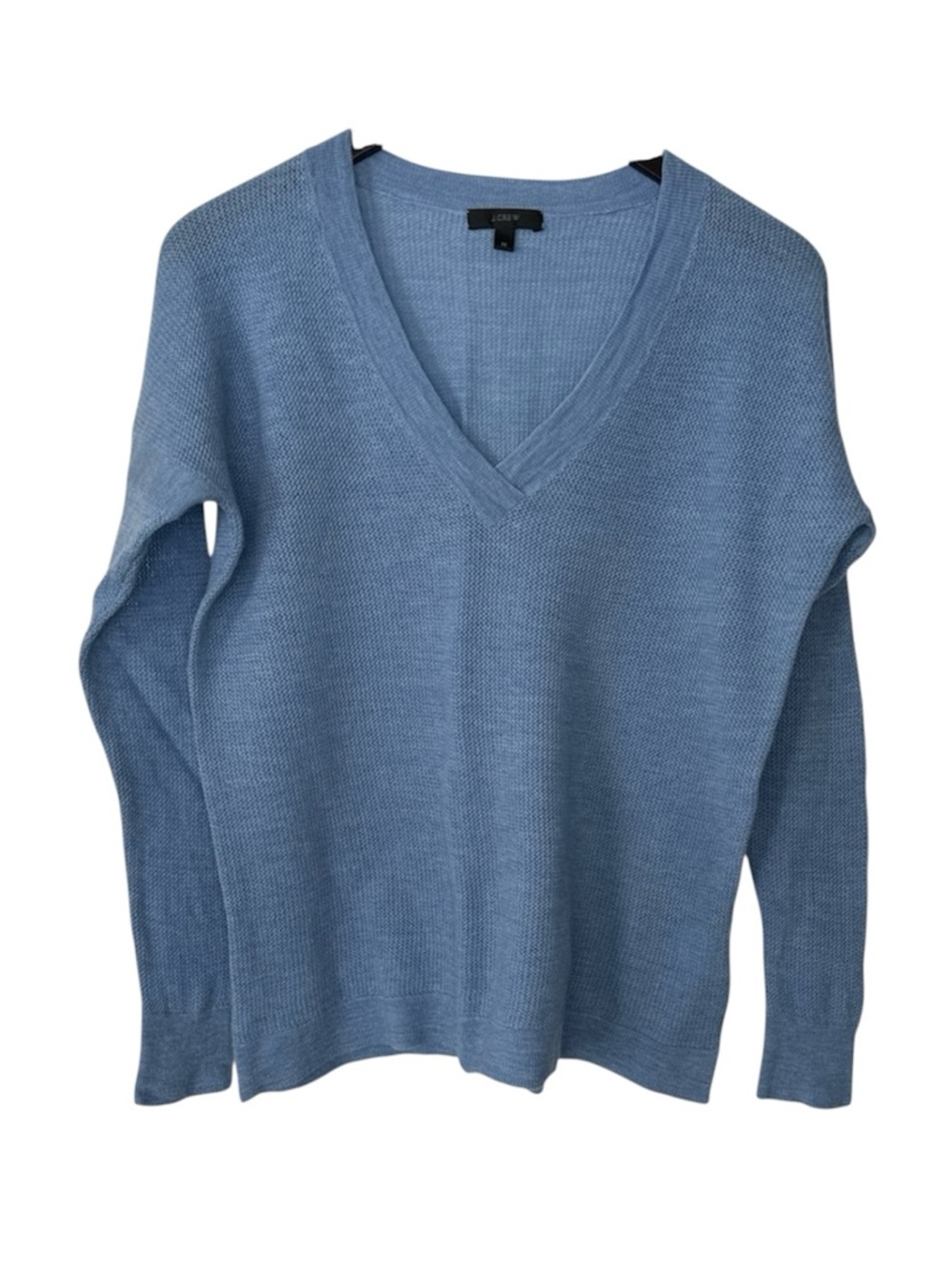 NWOT - J. Crew Sweater Women M Light Blue 100% Merino Wool Lightweight V-Neck